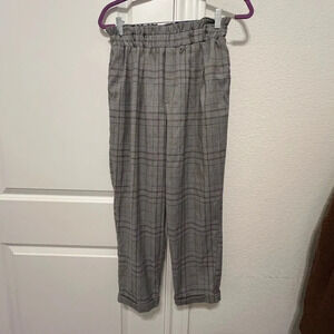 Women’s Stretch Waist Plaid Cuffed Pants
